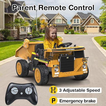 24V Ride-on Dump Truck 19 Inch Spacious Seat for Kids with Parental Remote Control