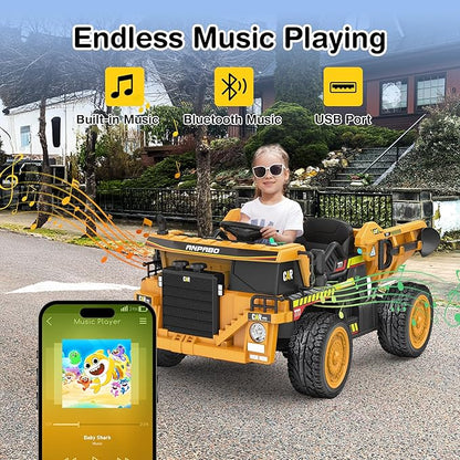 24V Ride-on Dump Truck 19 Inch Spacious Seat for Kids with Parental Remote Control